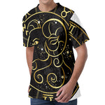 Gold And Black Aries Sign Print Men's Velvet T-Shirt