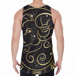 Gold And Black Aries Sign Print Men's Velvet Tank Top