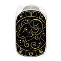 Gold And Black Aries Sign Print Mesh Laundry Hamper