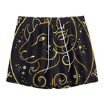 Gold And Black Aries Sign Print Mesh Shorts