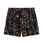 Gold And Black Aries Sign Print Mesh Shorts