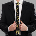 Gold And Black Aries Sign Print Necktie