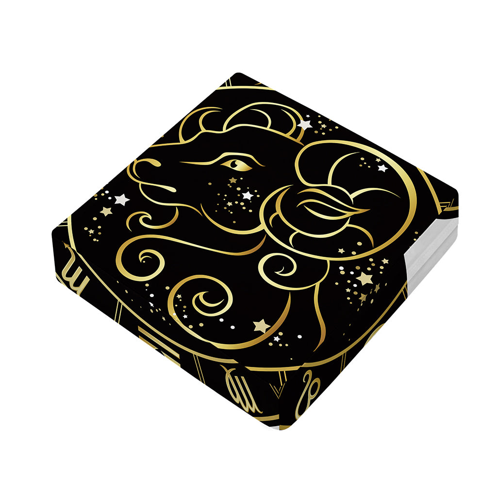 Gold And Black Aries Sign Print Outdoor Seat Cushion Cover