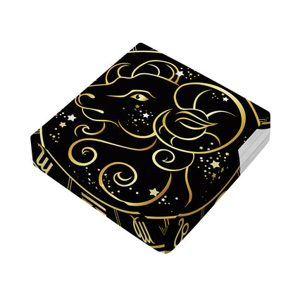 Gold And Black Aries Sign Print Outdoor Seat Cushion Cover