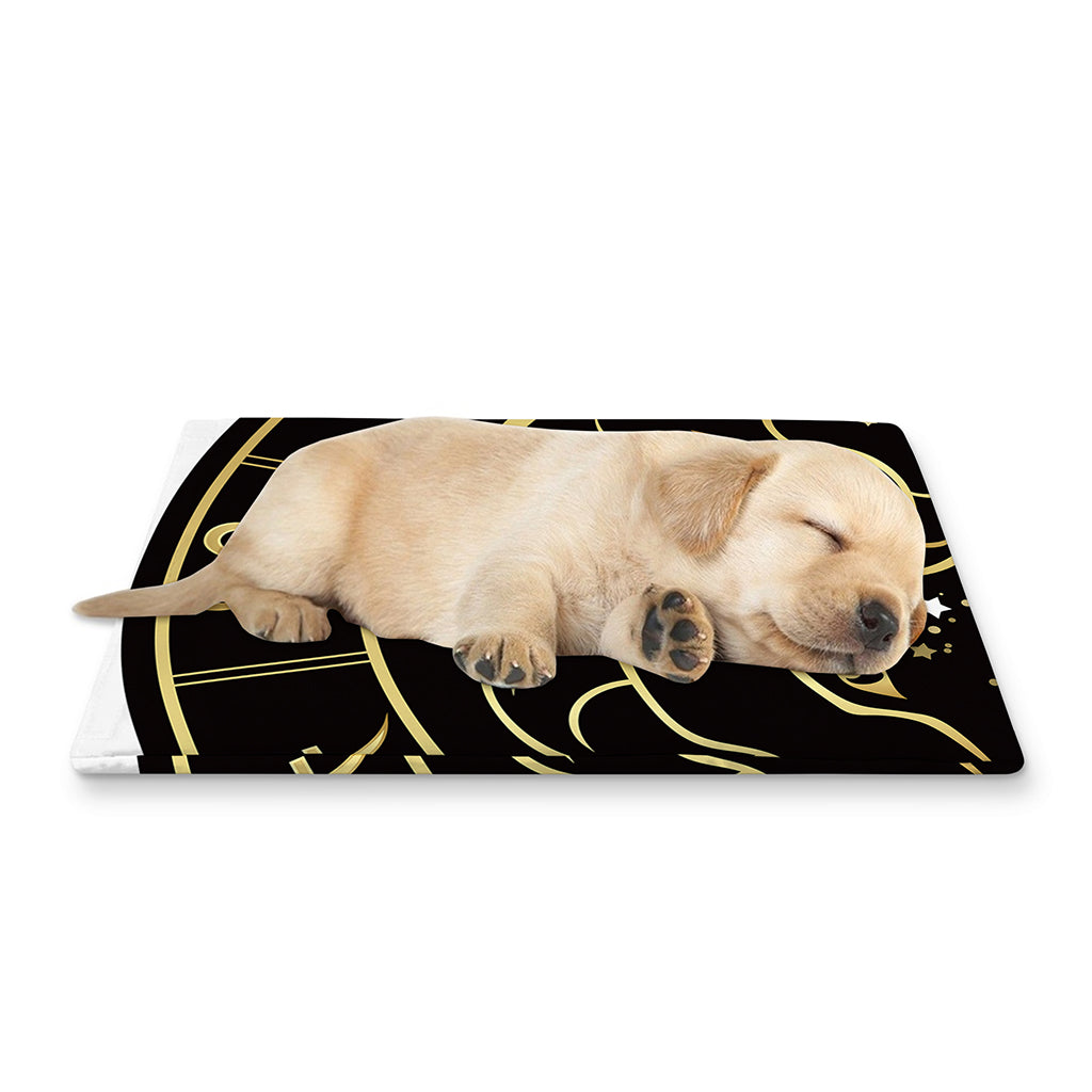 Gold And Black Aries Sign Print Pet Cooling Mat Cover