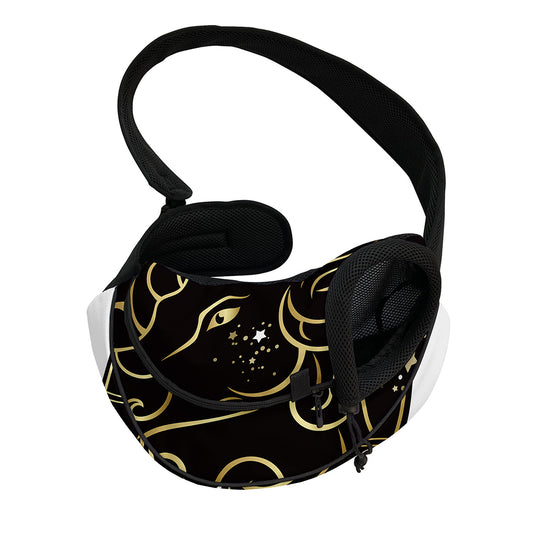 Gold And Black Aries Sign Print Pet Sling Carrier