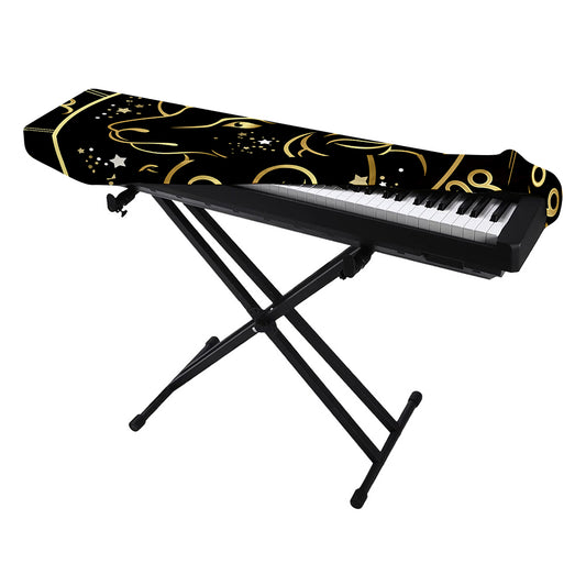 Gold And Black Aries Sign Print Piano Keyboard Cover
