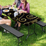Gold And Black Aries Sign Print Picnic Table Cover