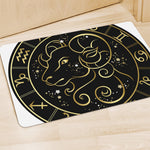Gold And Black Aries Sign Print Polyester Doormat