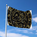 Gold And Black Aries Sign Print Polyester Flag