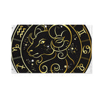 Gold And Black Aries Sign Print Polyester Flag