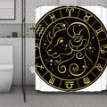 Gold And Black Aries Sign Print Polyester Shower Curtain