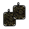Gold And Black Aries Sign Print Pot Holders