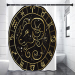 Gold And Black Aries Sign Print Premium Shower Curtain