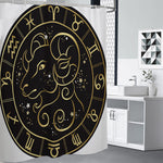 Gold And Black Aries Sign Print Premium Shower Curtain