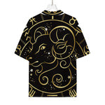 Gold And Black Aries Sign Print Rayon Hawaiian Shirt