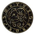 Gold And Black Aries Sign Print Round Blanket