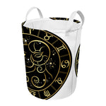 Gold And Black Aries Sign Print Round Laundry Basket