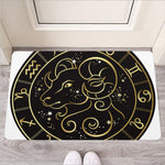 Gold And Black Aries Sign Print Rubber Doormat