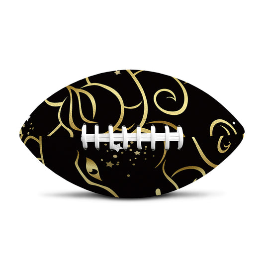 Gold And Black Aries Sign Print Rugby Ball