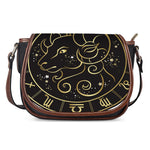 Gold And Black Aries Sign Print Saddle Bag