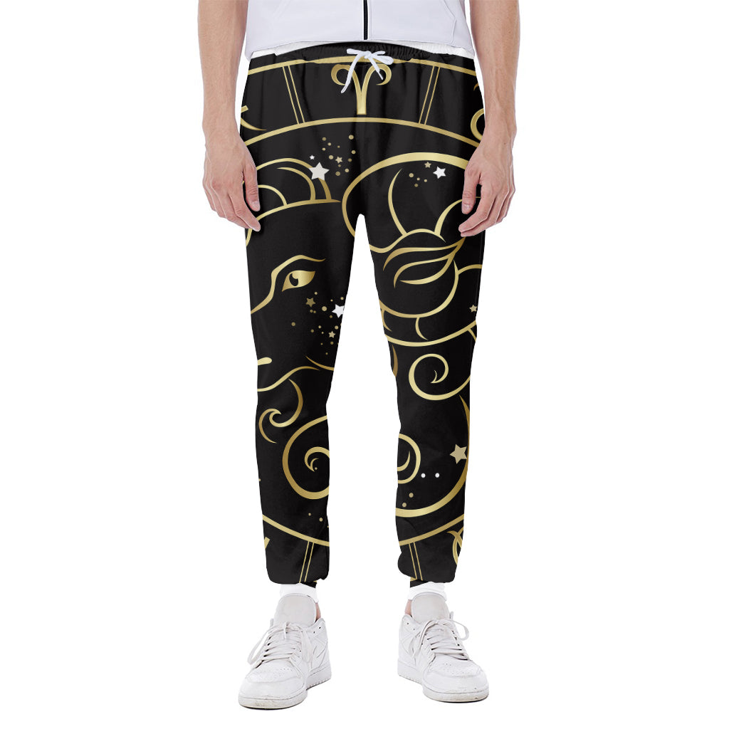 Gold And Black Aries Sign Print Scuba Joggers