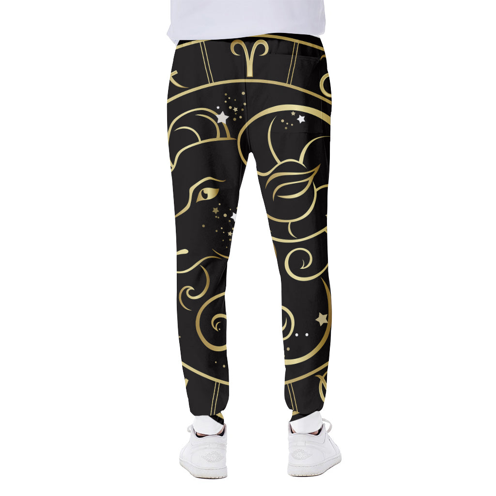 Gold And Black Aries Sign Print Scuba Joggers