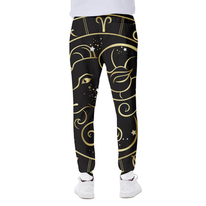 Gold And Black Aries Sign Print Scuba Joggers