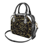 Gold And Black Aries Sign Print Shoulder Handbag