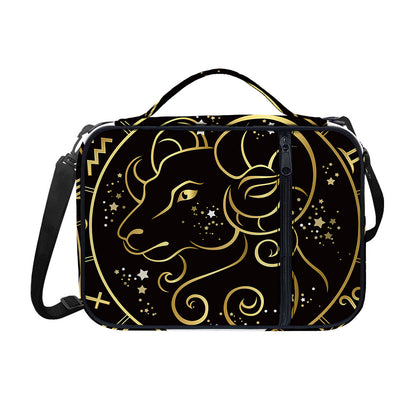 Gold And Black Aries Sign Print Shoulder Strap Bible Bag