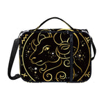 Gold And Black Aries Sign Print Shoulder Strap Bible Bag