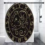 Gold And Black Aries Sign Print Shower Curtain