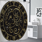 Gold And Black Aries Sign Print Shower Curtain