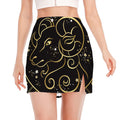 Gold And Black Aries Sign Print Side Slit Mini Skirt