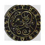 Gold And Black Aries Sign Print Silk Bandana
