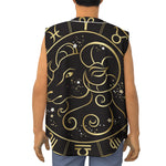 Gold And Black Aries Sign Print Sleeveless Baseball Jersey