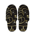 Gold And Black Aries Sign Print Slippers