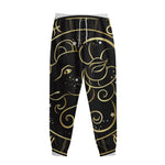 Gold And Black Aries Sign Print Sweatpants