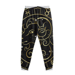 Gold And Black Aries Sign Print Sweatpants