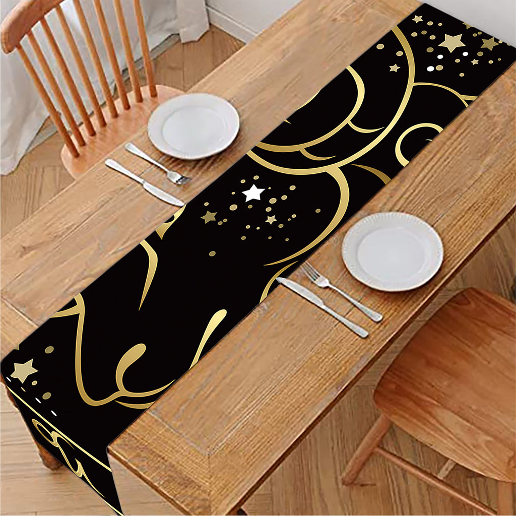 Gold And Black Aries Sign Print Table Runner