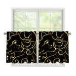 Gold And Black Aries Sign Print Tier Curtains