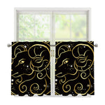 Gold And Black Aries Sign Print Tier Curtains