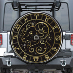 Gold And Black Aries Sign Print Tire Cover With Camera Hole
