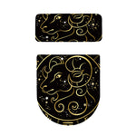 Gold And Black Aries Sign Print Toilet Lid And Tank Cover Set