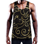 Gold And Black Aries Sign Print Training Tank Top