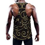 Gold And Black Aries Sign Print Training Tank Top