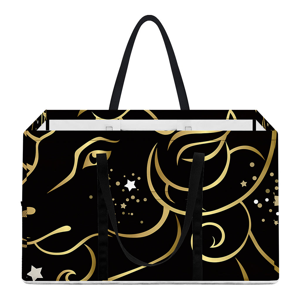 Gold And Black Aries Sign Print Utility Tote Bag