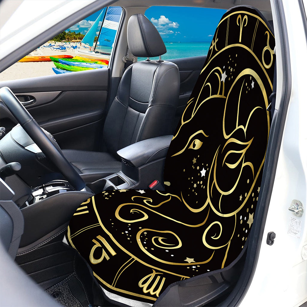 Gold And Black Aries Sign Print Waterproof Car Seat Cover