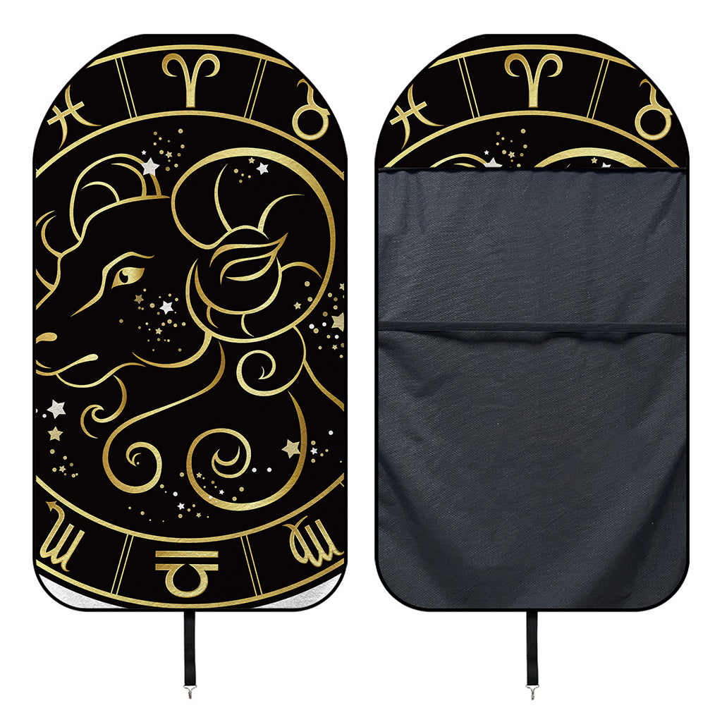 Gold And Black Aries Sign Print Waterproof Car Seat Cover