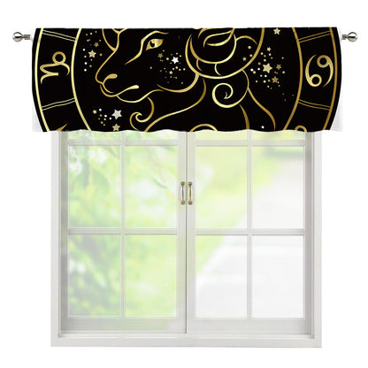 Gold And Black Aries Sign Print Window Valance